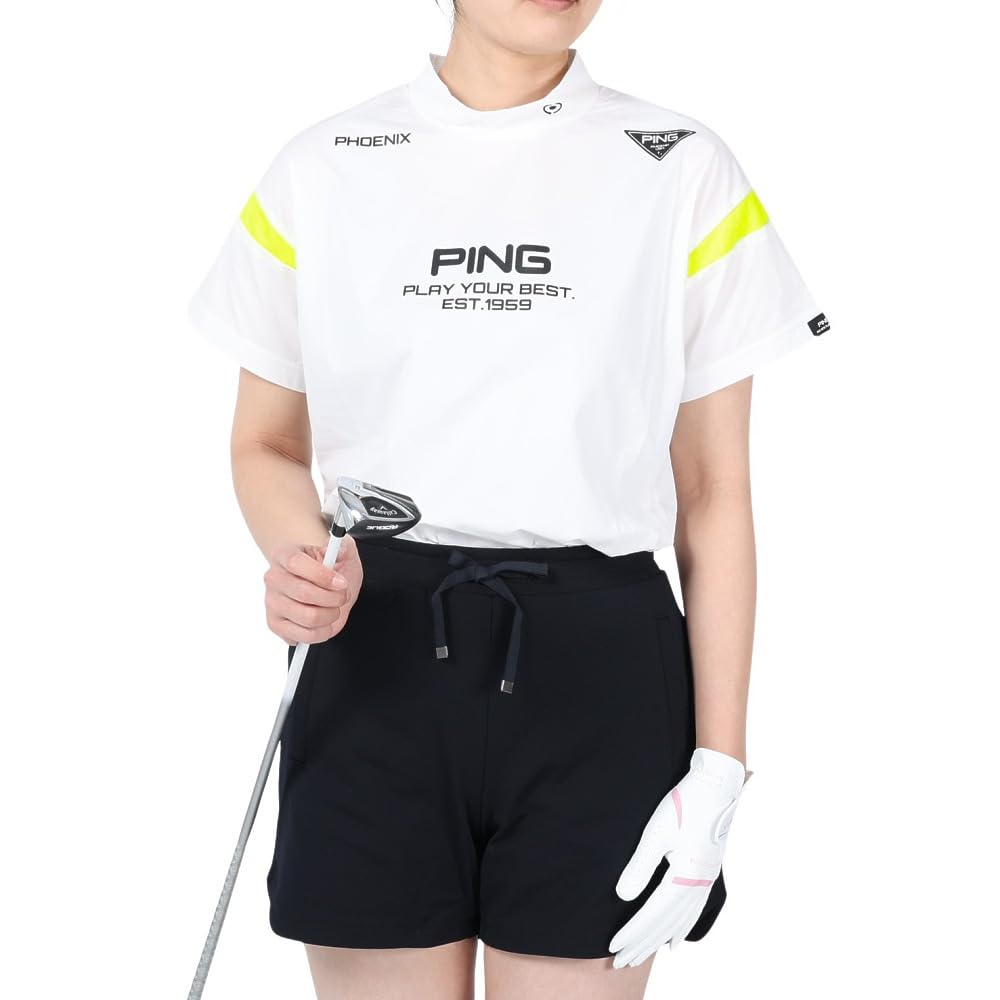 Ping Apparel Women's Water-Repellent High-Neck Shirt (Water Repellent: Highly Water-Repellent with Drawcord) / Golf / 622-4120300 030_White, Medium