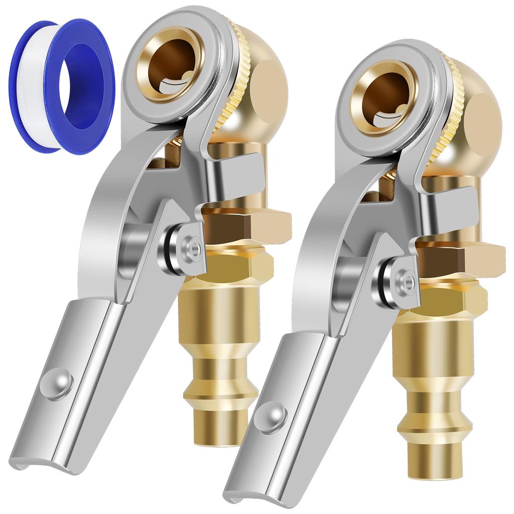 2Pcs Closed Ball Tire 1/4inch FNPT Durable Closed Flow Tire Inflator Air Car Tire Air Chuck Inflator Pump Valve Connector