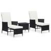 Day and Night - Day and Night Garden Furniture and Cushions Set 3 Pieces Black Synthetic Rattan