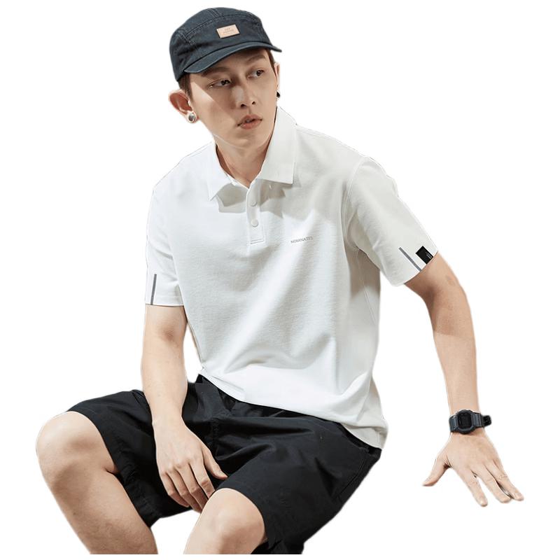 Tangshi Men's Loose Fit Short Sleeve Polo Shirt