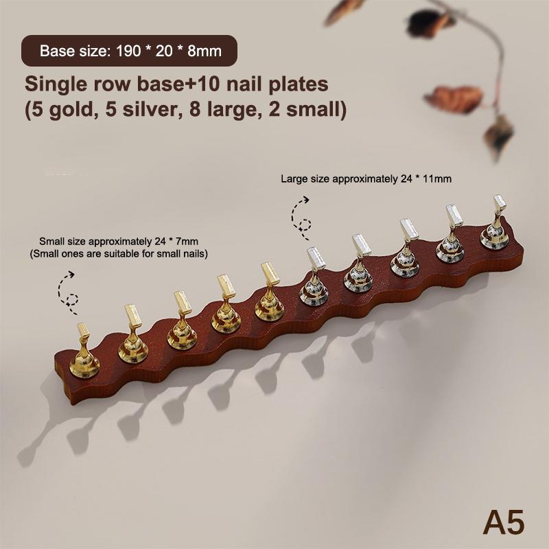 Negleutstilling Sterk Magnetisk Negleholder Falsk Negletipp Øvelsesstativ Valnøtt Trebase Holder For Kunstsalong DIY Øvelsesverktøy