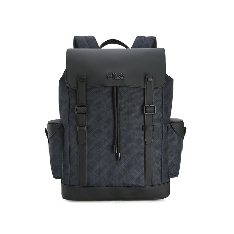 FILA Heritage Black Samurai Fashion Classic Trendy Casual Versatile Fabric PU Backpack Men backpack F13M618103FBK Jet Black