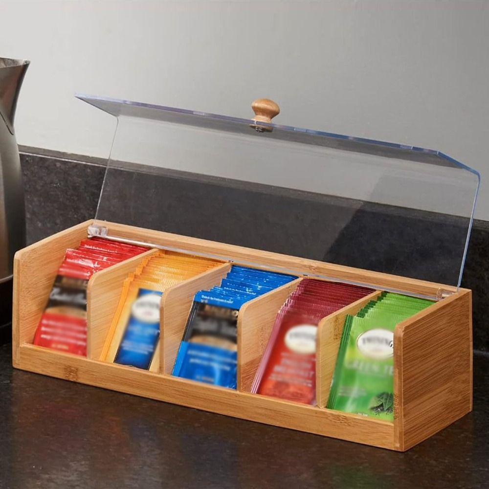 5 Slots Coffee Capsule Storage Box Bamboo Desktop Sundries Organizer Household
