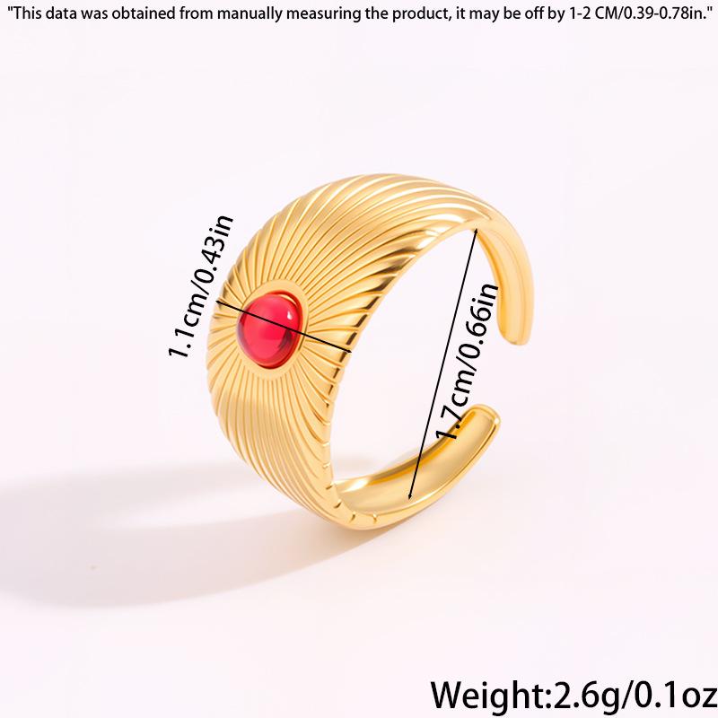Gold-Plated Titanium Steel Open Ring with Retro Geometric Design