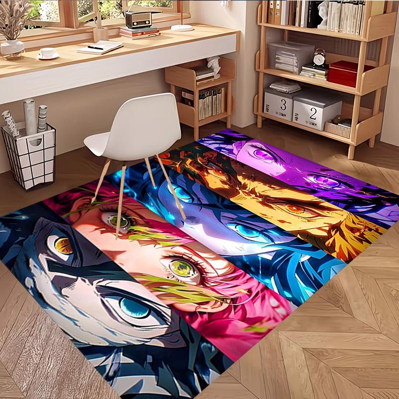 Demon Slayer Print Rug, Washable Floor Carpet, For Entryway Dorm Laundry Room Office Study, Home Decor Birthday Christmas Gift