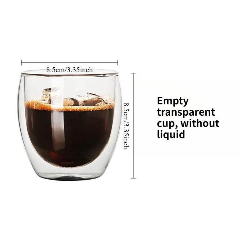 

Double Wall Clear Glass Cup Heat Insulated Transparent Mug for Espresso Tea Coffee Latte Milk Home Restaurant Cafe Use 250ML