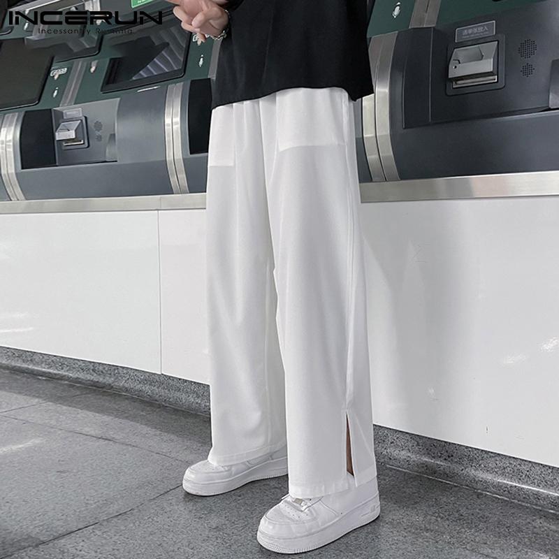 

INCERUN осенне-весенние мужские длинные брюки с эластичной резинкой на талии и широкими штанинами