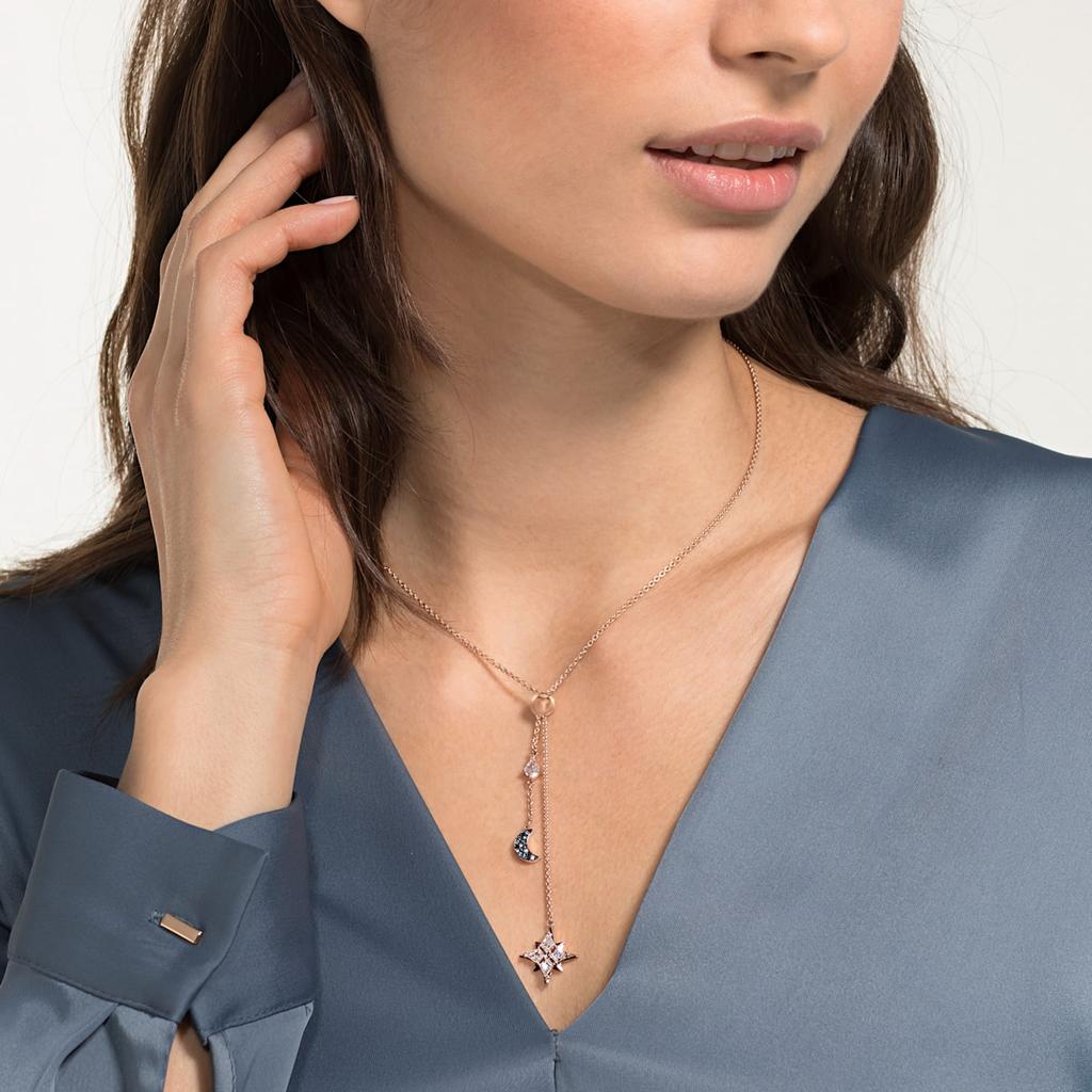 Swarovski Symbolica Y-Shaped Star Moon Snowflake Dark Gradient Metal Necklace Women Necklace 5494357