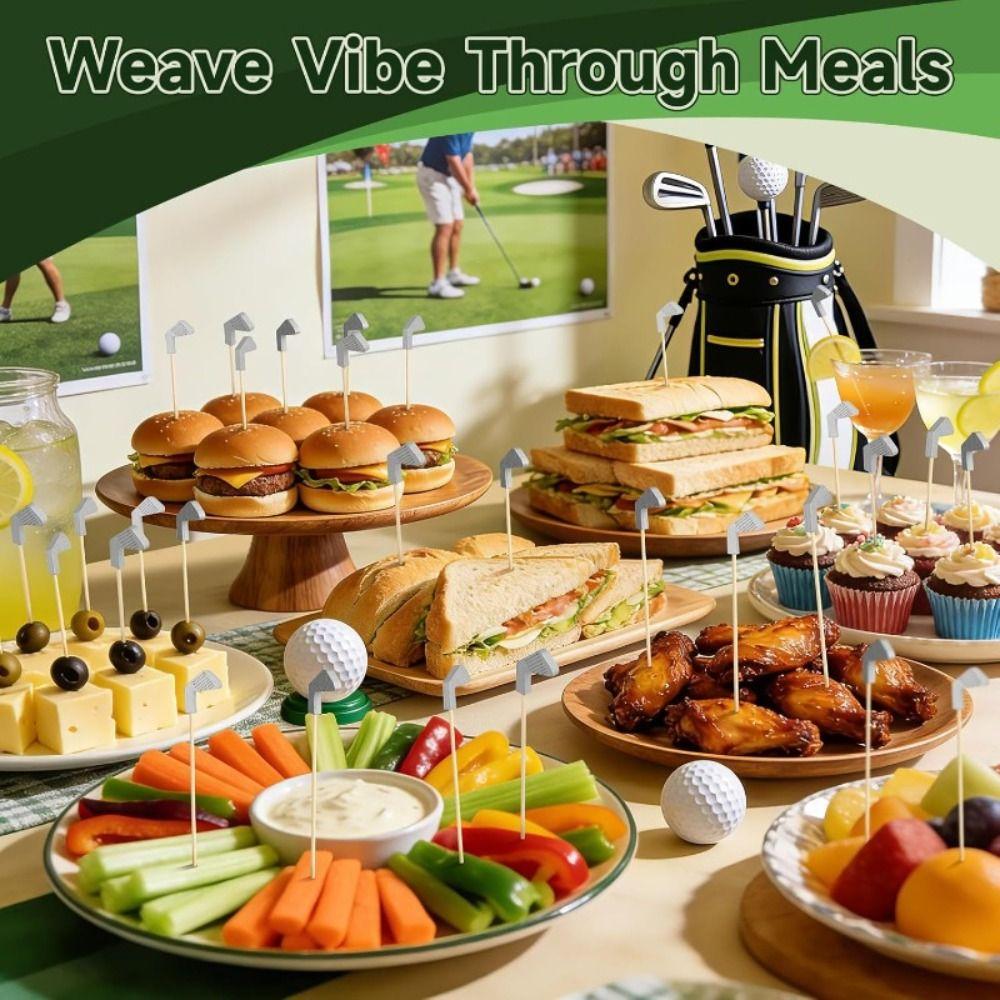 100Pcs/Set Golf Club Head Design Disposable Golf Cocktail Picks Fruit Skewers  Golf Theme Party
