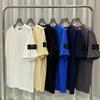 Stoneh Classic Patch Solid Color T-Shirt Men Women High Street Basic Short Sleeve Crewneck Casual Top