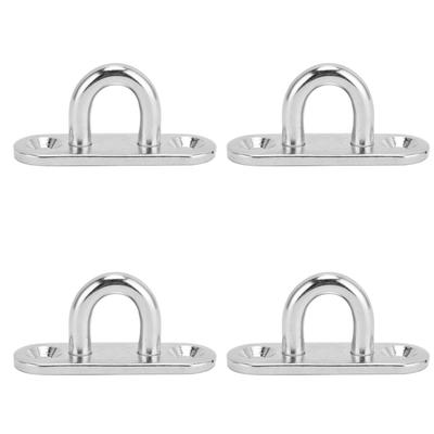 4Pcs Oval Hooks Eyelet 304 Stainless Steel 5mm Ceiling Pad Eye Plate Hardware Staple Loops