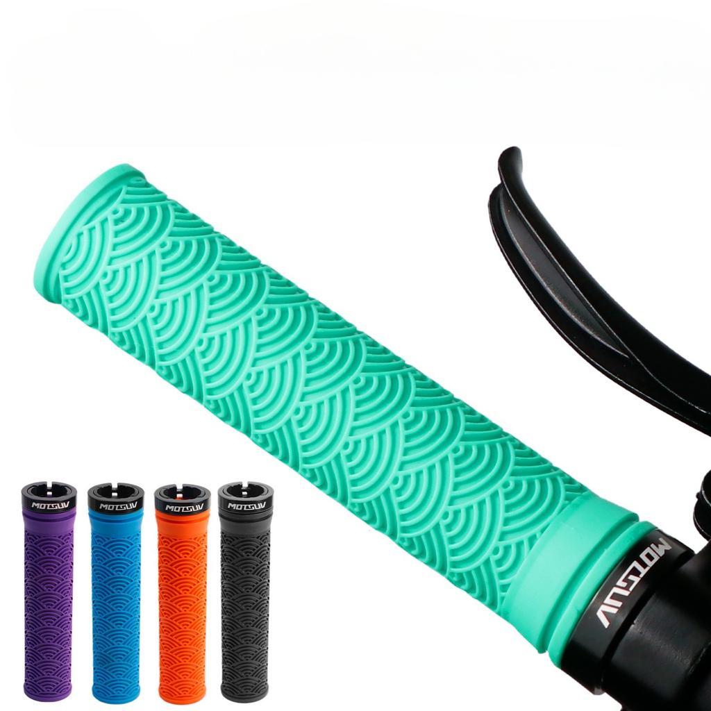 1Pair Bicycle TPE Handle Cover, Mountain Bike Xiangyun Non-slip Unilateral Locking Universal Grip Cover, Cycling Accessories