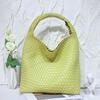 Soft Leather Woven Shoulder Large Bag Large Capacity Child and Mother Bucket Bag Lazy Wind Tote Bag Shopping Travel Handbag