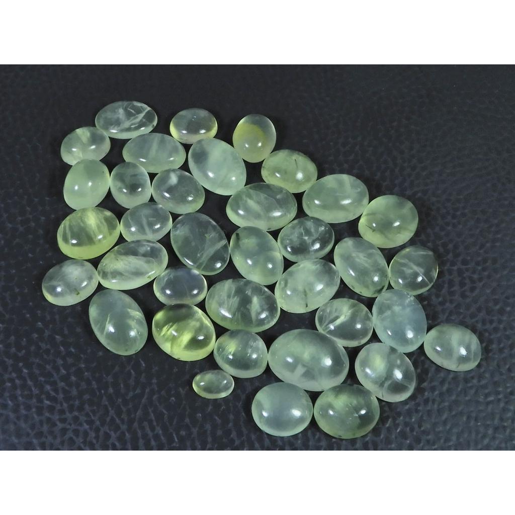 06-14 MM Natural Prehnite Ring Size Oval Cabochon Loose Gemstone 36Pcs Lot C-1747