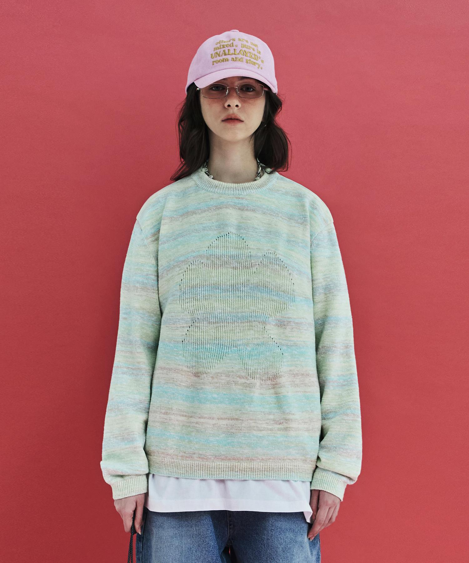 Analogoid Flower Gradient Stripe Knit / Light Green Light Green/L