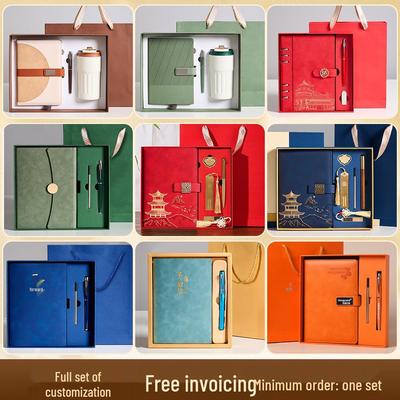 Customizable A5 Notebook Gift Set with Logo, USB Drive, and Thick National Trend Design