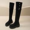 Over-knee boots Women's thick-soled inner height increase Merad long-tube boots thick-soled large-tube circumference widened fat mm large size velvet
