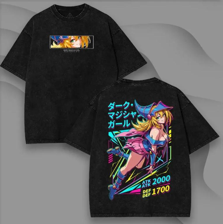 

Harajuku YuGiOh Tshirt Dark Magician Girl Tshirt Gothic Yk Washed Oversized T Shirt Mens Unisex Clothing Cotton Tees Tops S