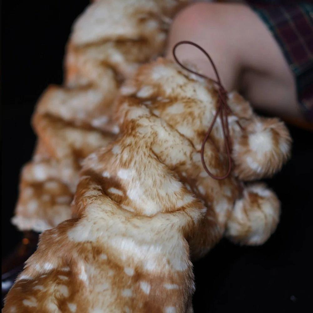 Faux Fur Plush Lace Winter Hat Leg Warmers Ear Protection Kawaii Reindeer Furry Boots Socks Cover