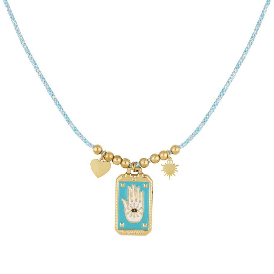 Fashion Palm Devil'S Eye Dripping Oil Color Tarot Necklace Fashion Vintage Beaded Necklace