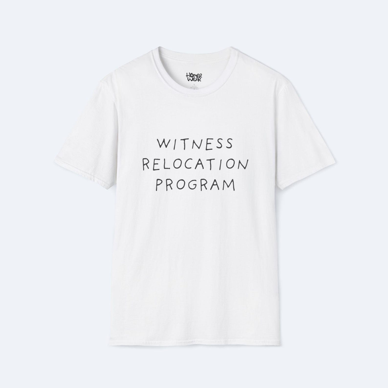 Simpsons Witness Relocation Program T-Shirt - Funny Homer Meme Graphic Tee - Retro Cartoon Pop Culture Humor Shirt Unisex Gift Idea Top L