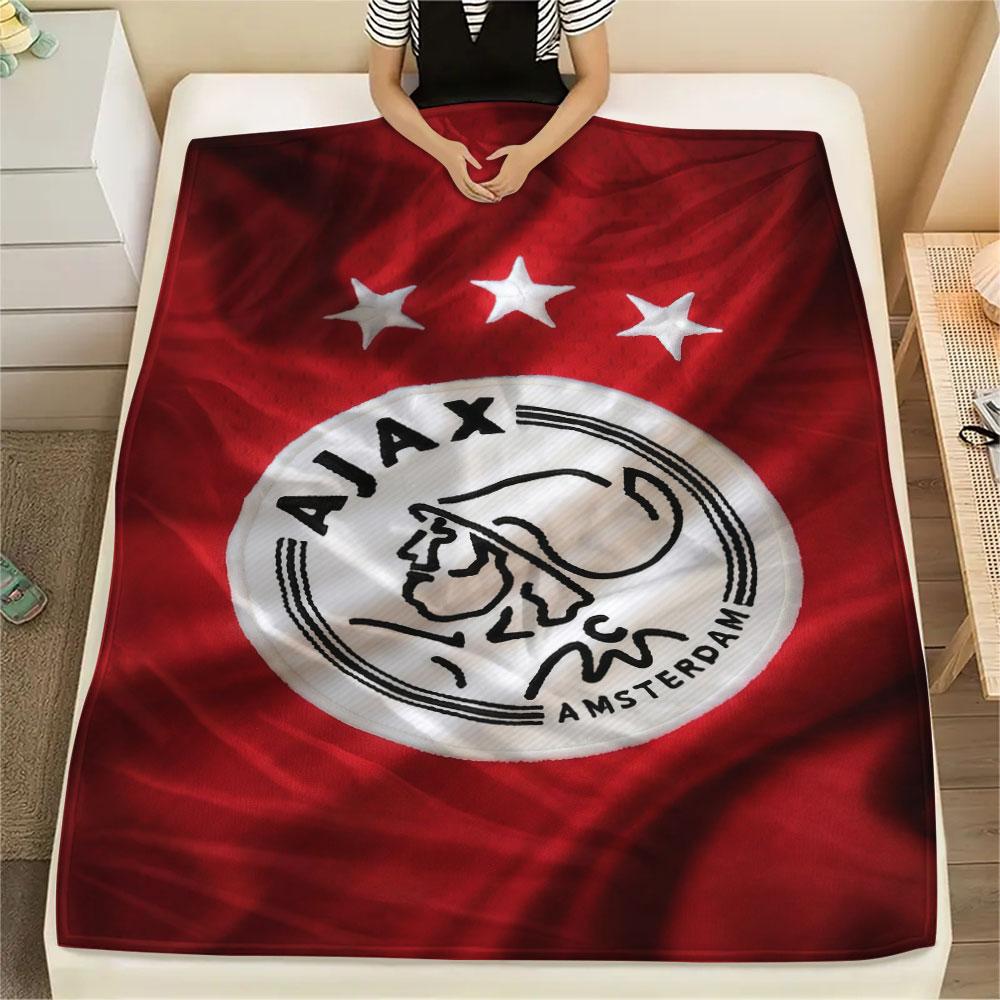 AFC Ajax Printed Flannel Blanket, soft throw for bedroom sofa, washable, fan merchandise, great gift.