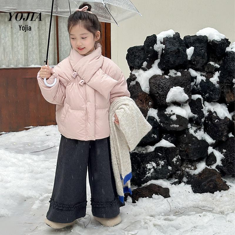 

YOJIA Girls 2024 Winter Down Jacket - Thick, Warm White Duck Down Padded Outerwear 110 cm рожевий