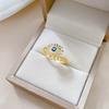 Real Gold Light Luxury Full Diamond Eye Ring Opening Adjustable Simple Jewelry Japanese Ring Couple Ring