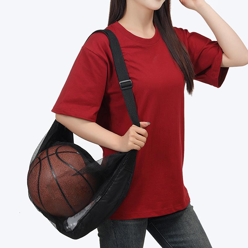 1 יחידה תיק כדור יחיד עם כיס רוכסן תיק אחסון לכדור רשת ציוד ספורט רשת אחסון עם שרוך נשיאת כדורסל