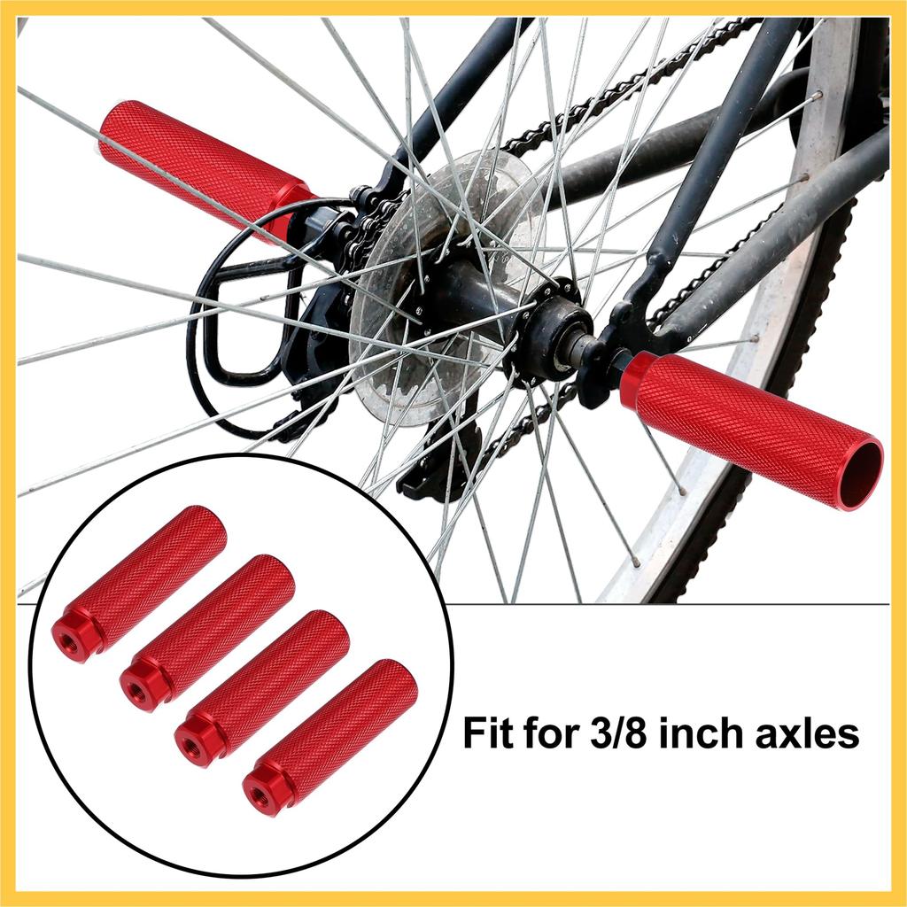 BULLSPANN 2 Pairs 100x28mm Universal Aluminum Alloy Rear Foot for and Bikes Pegs, 3/8 Inch, Red, BMX, MTB,