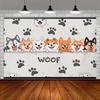 2D Flat Printing Woof Dog Backdrop for Pet Photography and Party Decor