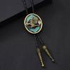 Western Cowboy Bolo Tie with Enamel Eagle Pendant Vintage Adjustable Leather Cord Necktie Necklace for Men and Women