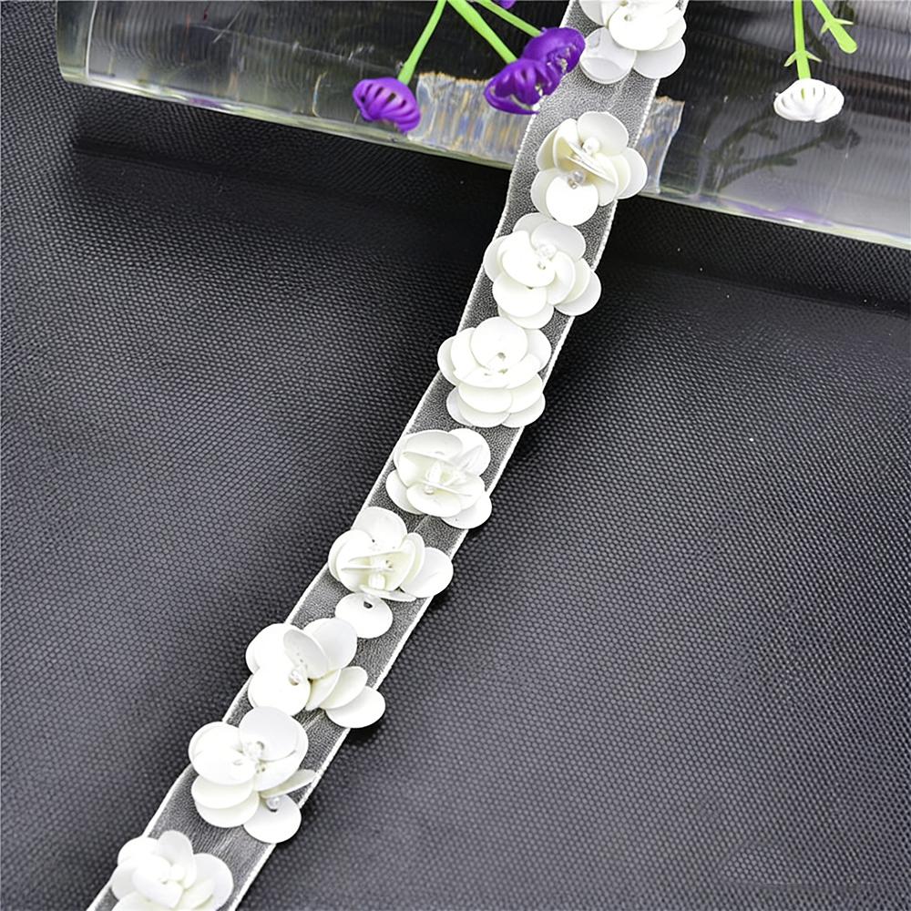 Beaded Pearl Lace Trim Soft Tulle Ribbon Handmade Beading Exquisite Lace Trim For Curtains Sleeve Decoration Bags