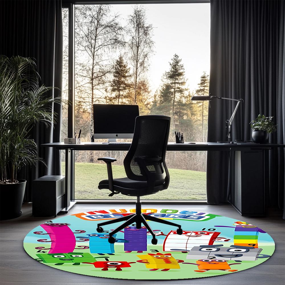 Numberblocks Printed Round Rug Carpet Chair Rug Area Rug Entryway Doormats,for Office Chair Living Room Bedroom Kitchen Room.