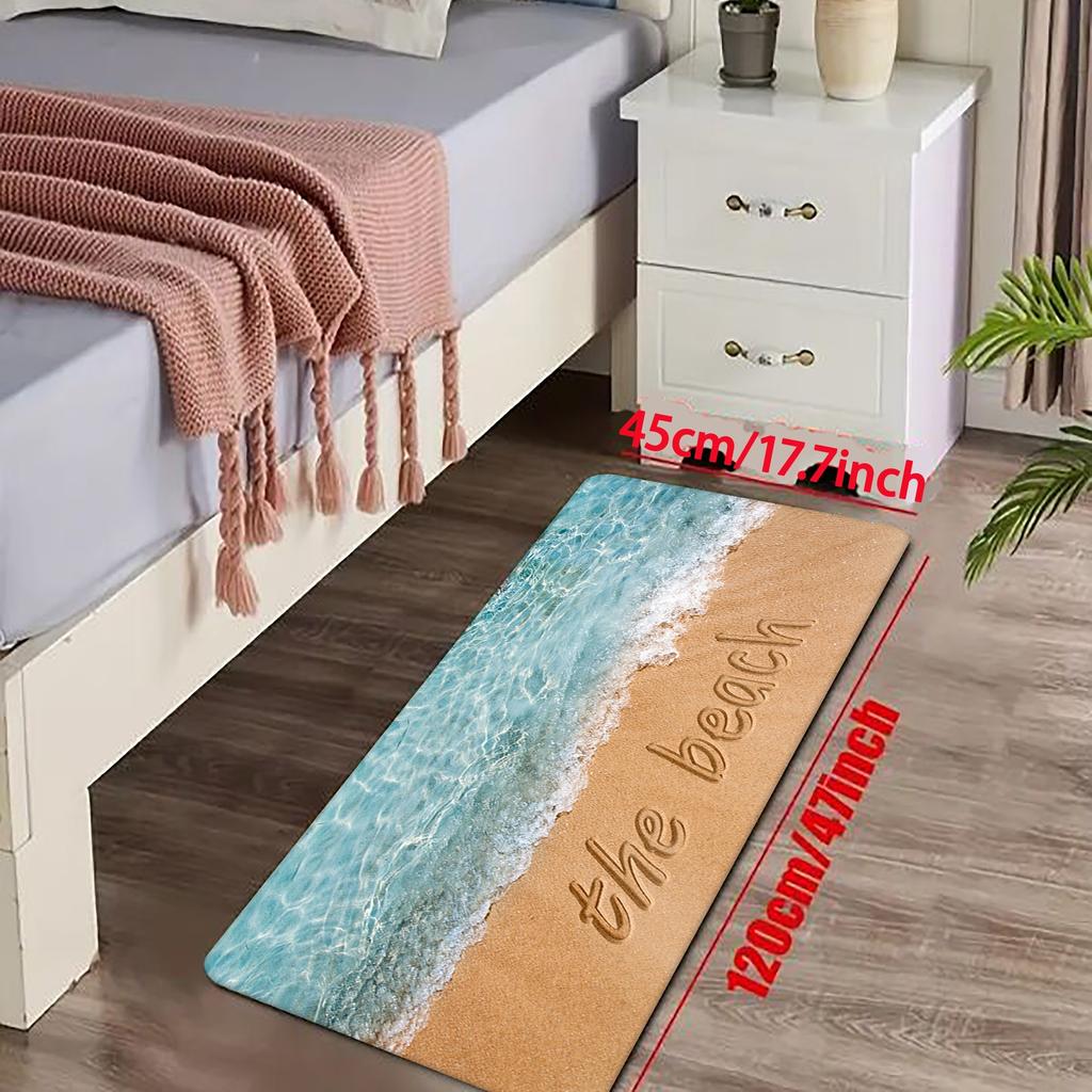 Luxuriöse Ozean-Serie, Strand-Buchstabe, Küchenmatte, weich, verdickt, Küchen-Bodenmatte, wasserdicht, rutschfest, ölbeständig, Bodenmatte, Läufer