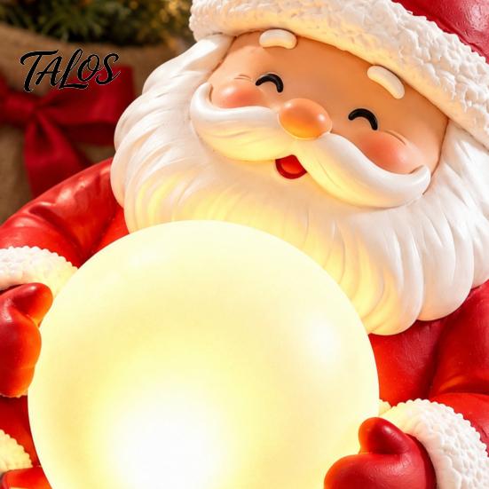 Small Santa Statue for Display Light Up Claus Figurine, Christmas Holding Glowing Crystal Ball, Warm USB Powered Lamp Night Light, Tabletop