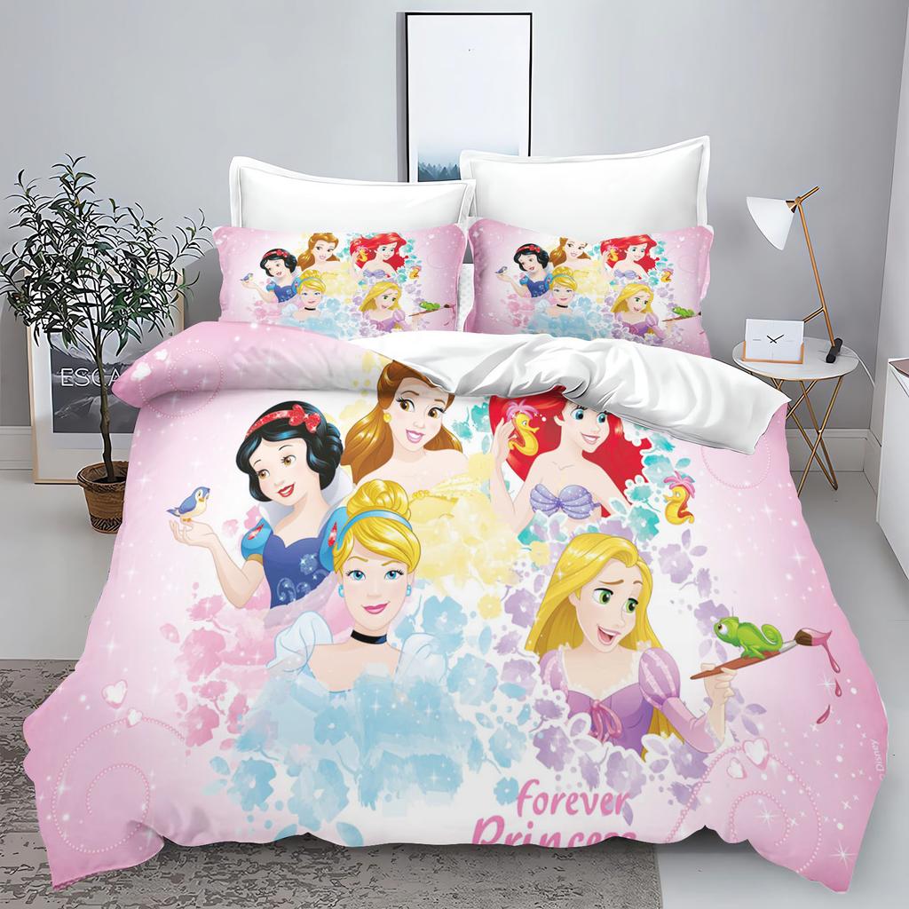 Serie Principesse Set Camera da Letto 3 Pezzi Set Copripiumino Biancheria da Letto 3D Biancheria da Letto per Bambini Set Piumoni Queen Twin Casa Anime