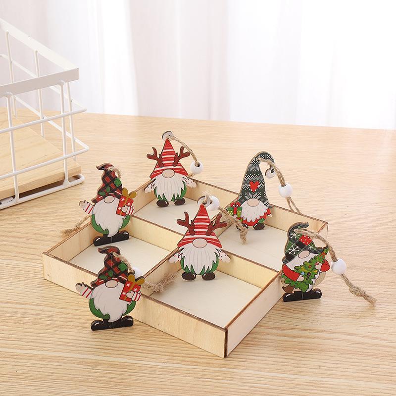 New Christmas Decorations Wooden Faceless Old Man Small Pendants Christmas Tree Pendants 12 Wooden Box Packaging Pendants