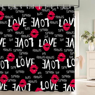 Romantic Pink 3D Shower Curtains Girls Bath Printing Bathroom Shower Curtain Waterproof Polyester Fabric Bath Curtain Decoration