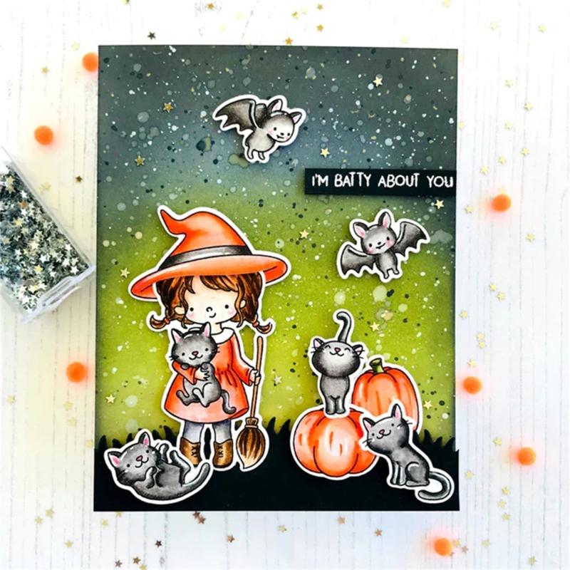 Halloween Embossing Die Cuts Clear Silicone Stamper for Card Making DIY Scrapbooking Craft, Embossing Cutting Dies Stamp