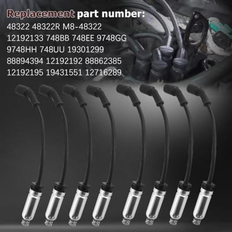 8pcs 19431551 Spark Plug Ignition Wires Set for Cadillac CT5 CTS Escalade Chevrolet Silverado 1500 Suburban Tahoe GMC Yukon