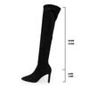 Fashion Plus Size Over-the-Knee Women's Boots 2024 Shoes Female Modern Boots Women Sewing Pointed Toe Thin Heels Slip On Ladies Shoes