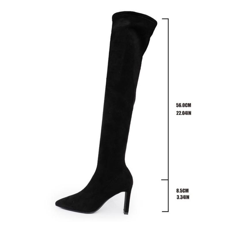 Fashion Plus Size Over-the-Knee Women's Boots 2024 Shoes Female Modern Boots Women Sewing Pointed Toe Thin Heels Slip On Ladies Shoes