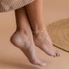 Ankle Bracelets for Women Girls Glitter Waterproof Adjustable 14K Gold Plated/ Silver Layered Anklets Beach Foot Jewerly