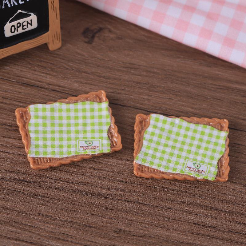 Korean Style Mini Plaid Tray & Food Toy Ornaments - Handmade Resin Hair Accessories
