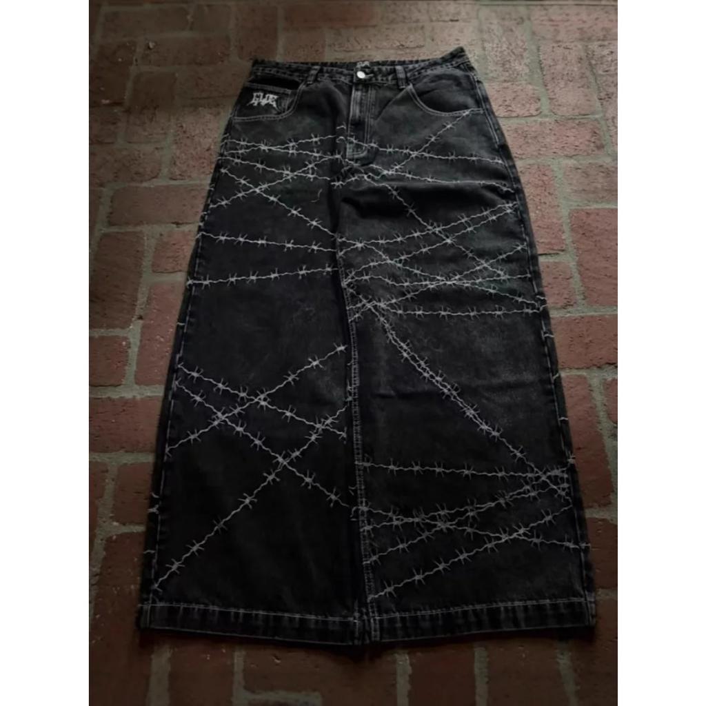 Jeans STREETRICH Y2k High Street Hip Hop Larghi a Gamba Larga Pantaloni Casual Pantaloni da Uomo Jeans Street Wear Pantaloni Stampati Stile Gotico