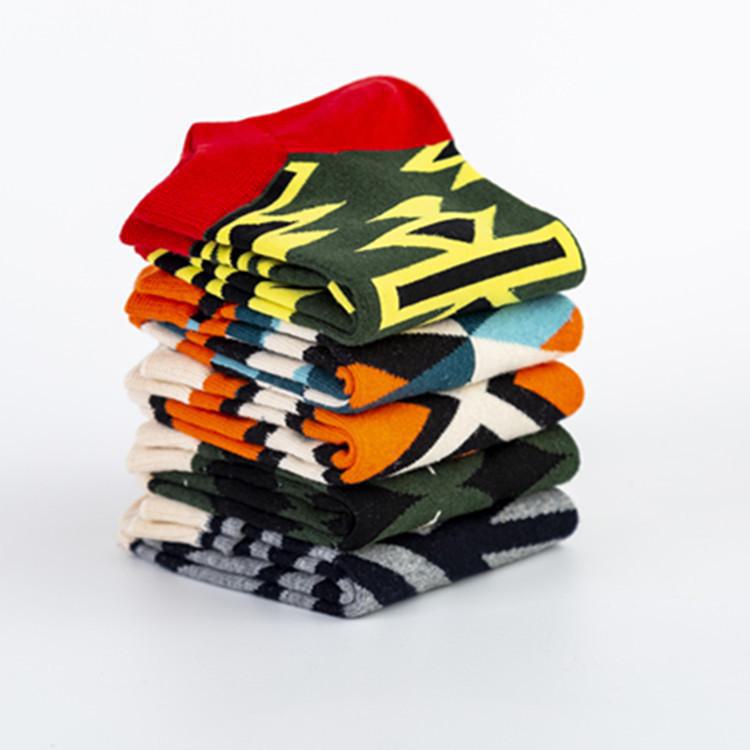 Colorful Tangram Series Cross-Border Casual Boat Socks
