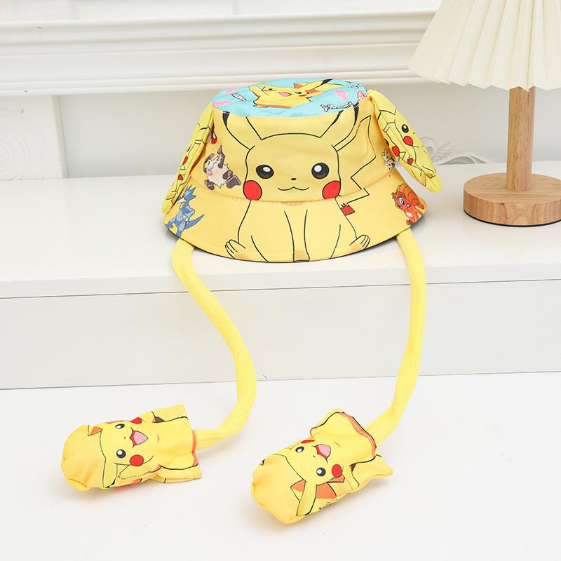 Cartoon Fisherman Hat For Kids With 3d Ears And Stitch Spider Man Print Design Summer Sun Protection Cotton Polyester