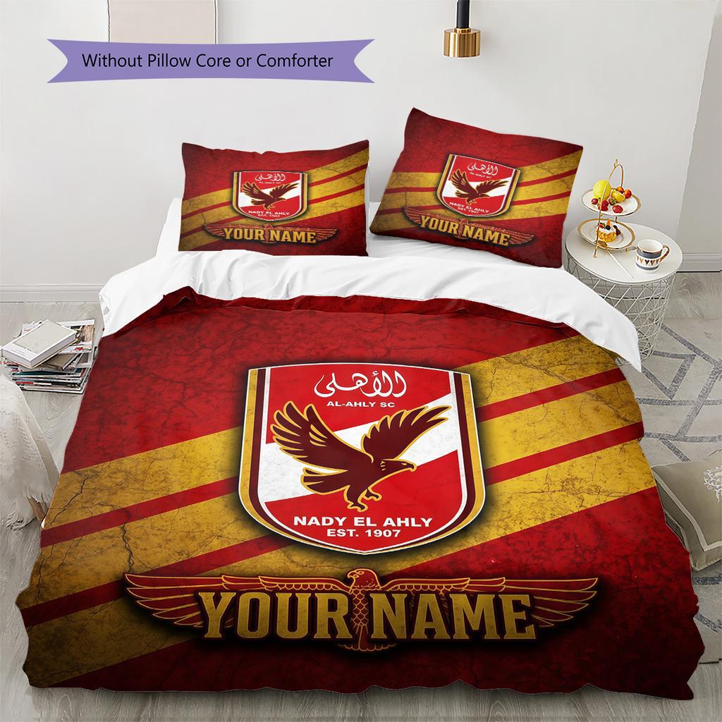 Custom Name Al Ahly SC Pattern Bedding Quilt Set  Home Decoration  Gift (1 * duvet cover + 2 * pillowcase  without core)