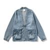 Plus Size Retro Denim Frog Button Jacket - Chinese Autumn/Winter Style